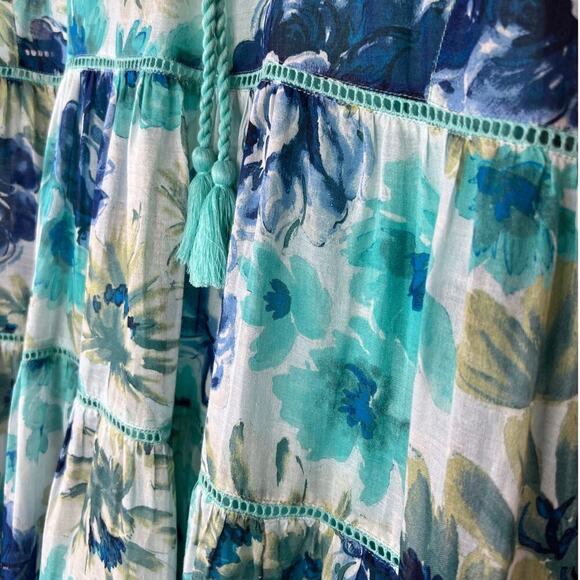 SUNDANCE Floral Ruffle Lace Fields Of Beauty Turquoise Dress Size XXL - Picture 6 of 16